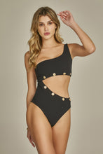 Laden Sie das Bild in den Galerie-Viewer, Model Front: Empress One-Piece Body Capitan Textura Pique Preto
